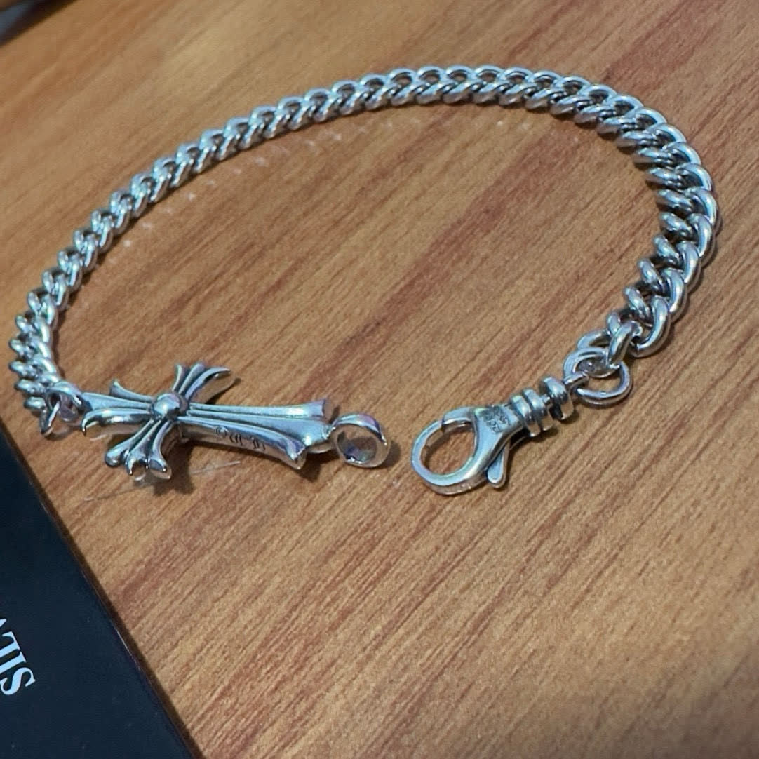 Chrome Hearts Chrono Hearts Silver Cross Charm Bracelet